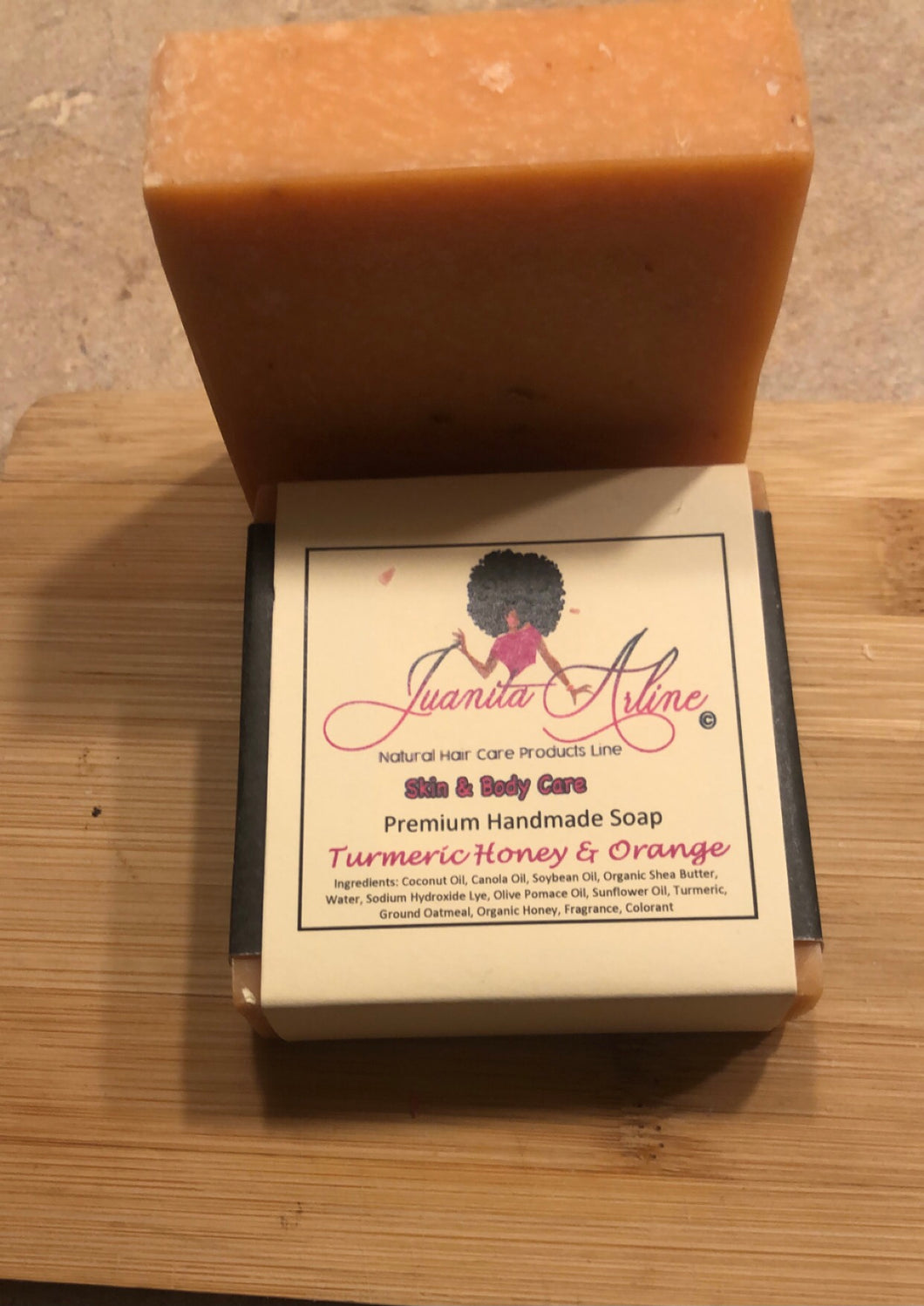 Hand Made Premium Soap Scent:  Turmeric, honey and orange Soap 5oz. bar